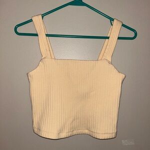 American Eagle Outfitters Beige Ribbed Tank Top